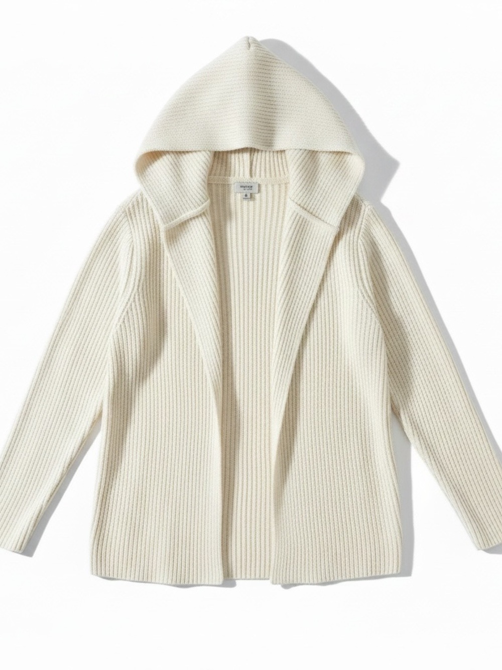Per Se by Carlisle Women's Cream Hooded Cotton Cashmere Sweater Cardigan